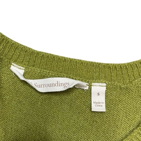 SOFT SURROUNDINGS Cashmere Button-Detail Sweater Green Size Small - Picture 5 of 5
